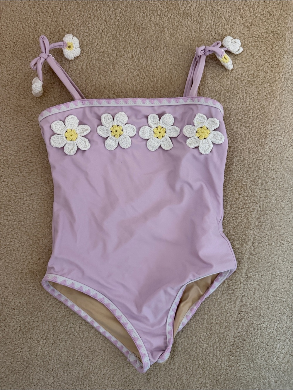 Shade Critters Crochet Lavender Daisy Girls One Piece Swimsuit